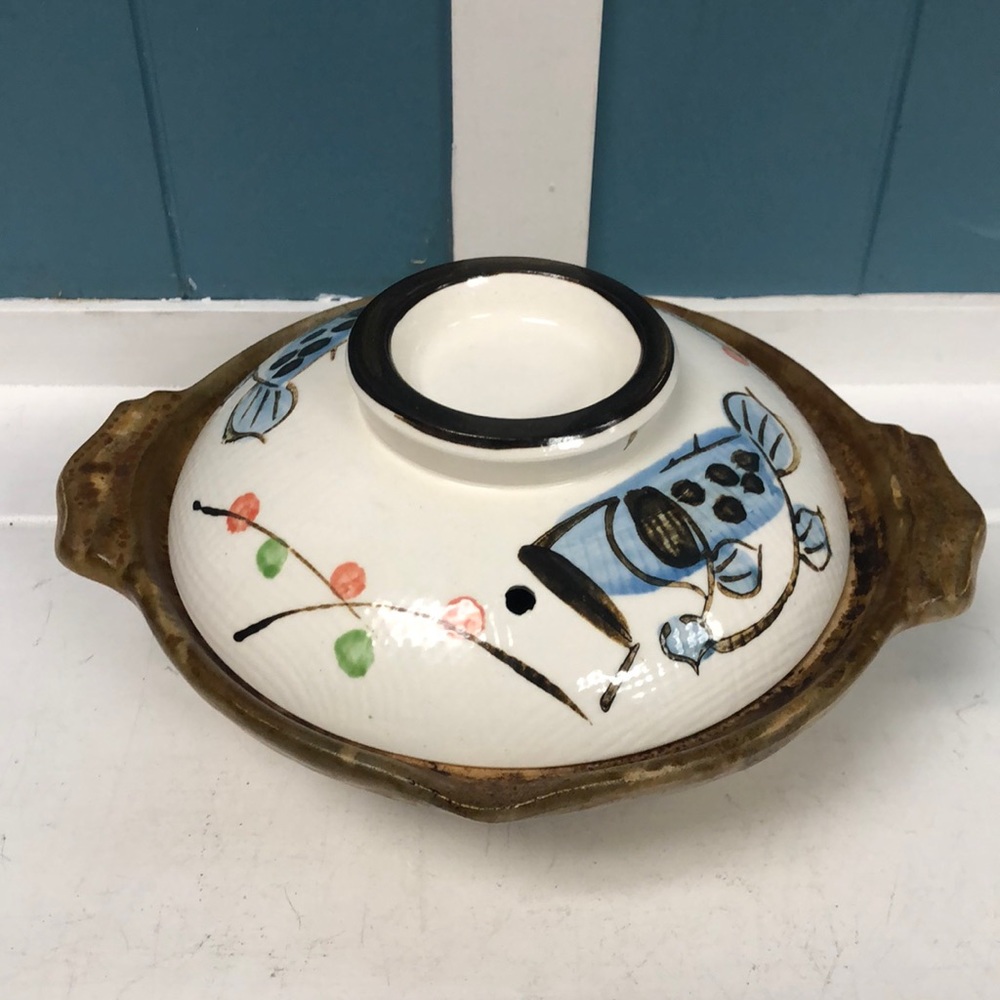 Ceramic Clay Hand Painted Fish‎ Steamer Baking Japanese Casserole Dish small 7”
